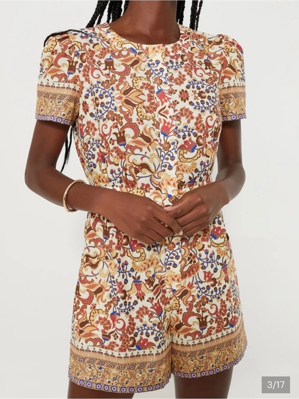 Tuckernuck Floral Paisley Print Romper Short Sleeve Size Small